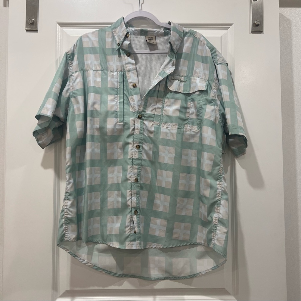 Men's Casual Mint Checkered Button Down Shirt